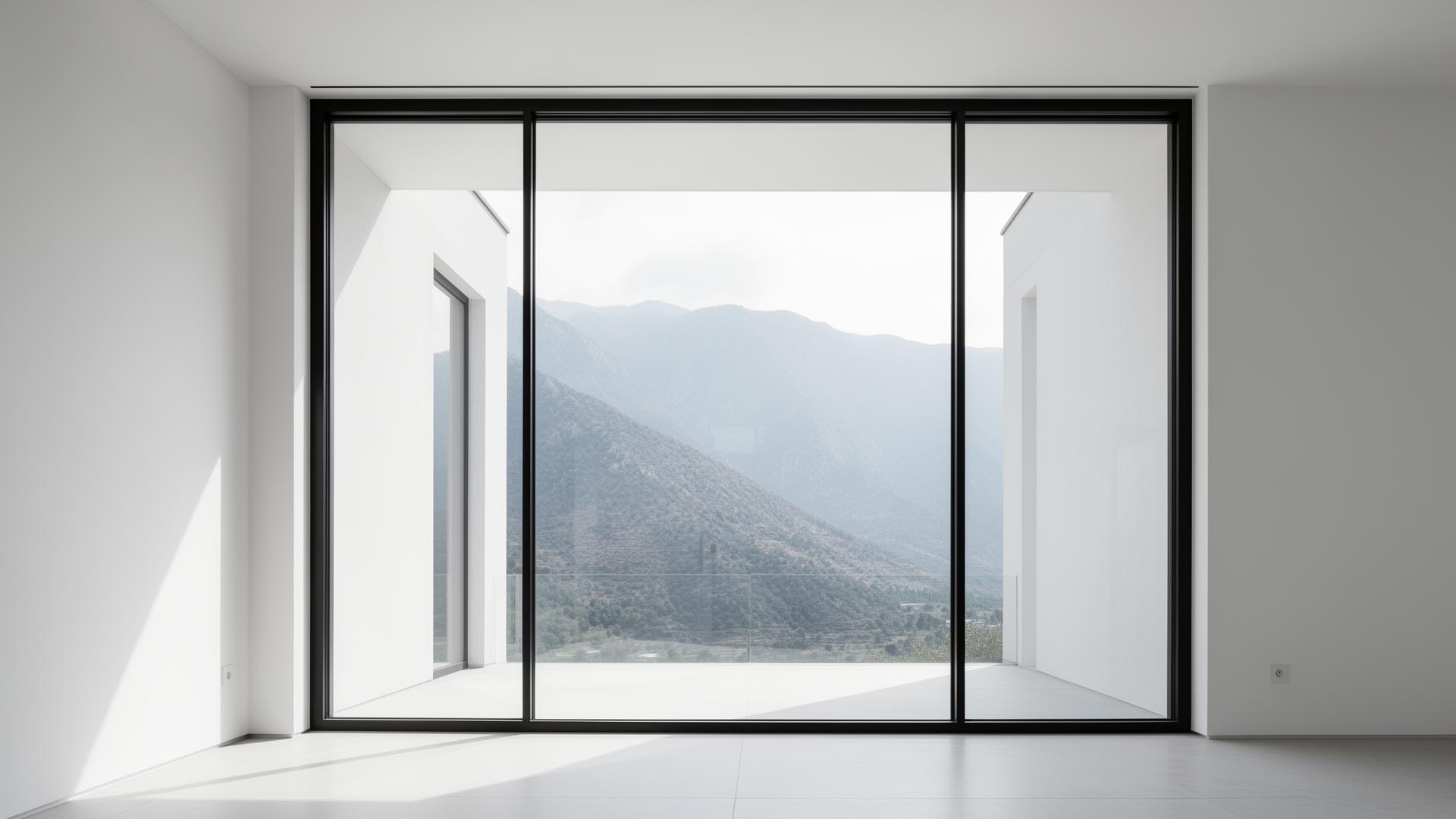 Floor-to-ceiling window with mountain view